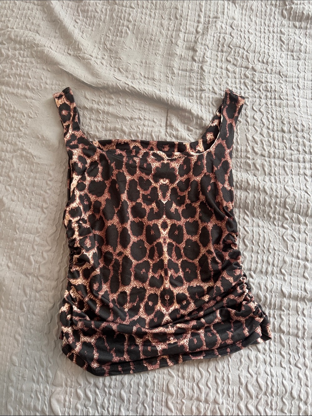 Leopard Print Square Neck Tank Top - Black & Brown